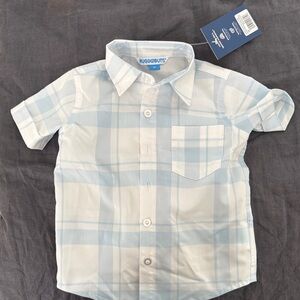 RuggedButts Blue and White Plaid Kids Button-Down Shirt